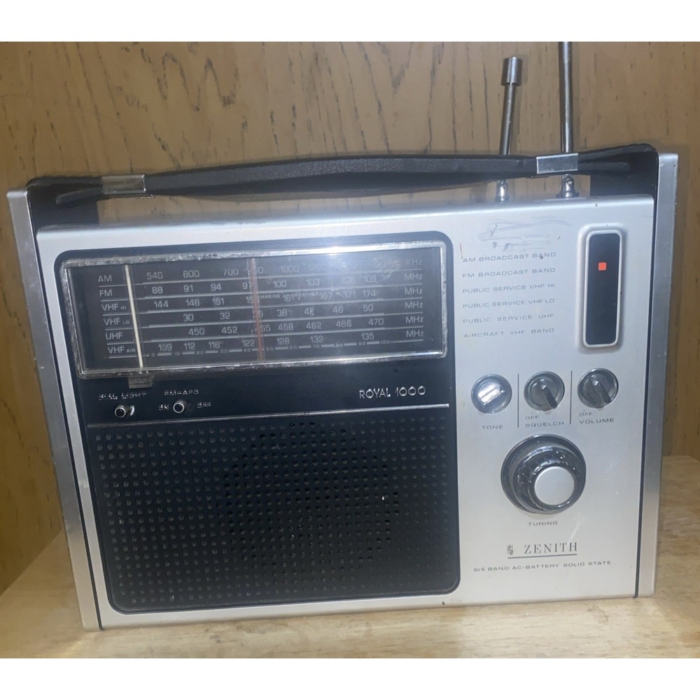 Vintage ZENITH ROYAL 1000 SIX BAND SOLID STATE RADIO AM FM VHF Works‎ Transistor